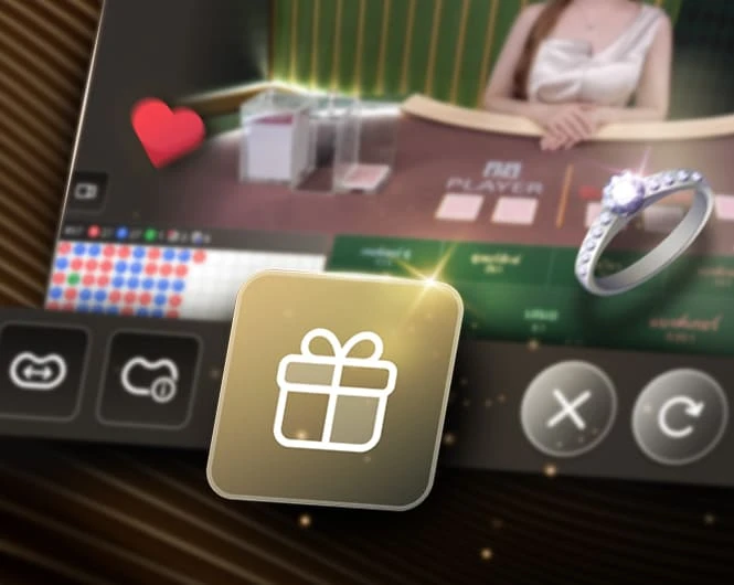Gift Feature from a live dealer game by SA Gaming, illustrating the new feature for players to send gifts to dealers.