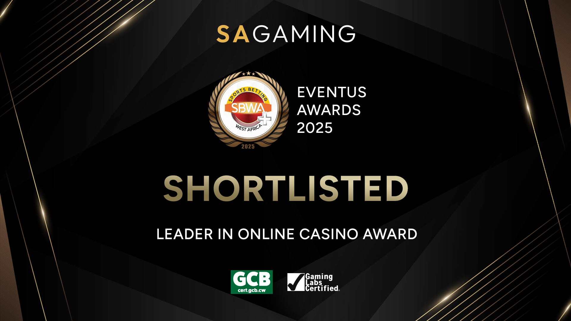 SA Gaming shortlisted for “Leader in Online Casino Award” at SBWA+ Eventus Awards 2025